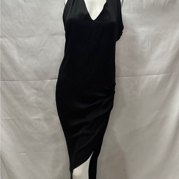 Haute Hippie Black Sleeveless Halter Dress with Metal Buckle and Slanted Bottom - Picture 2 of 8